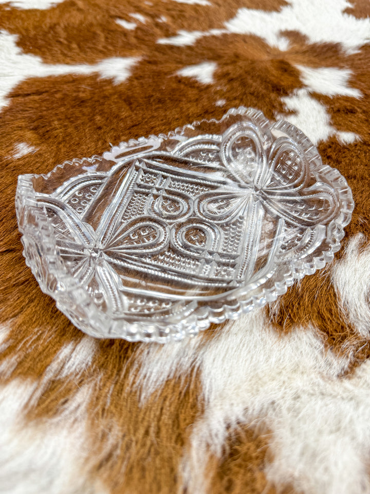 Vintage Scalloped Edge Cut Glass Dish