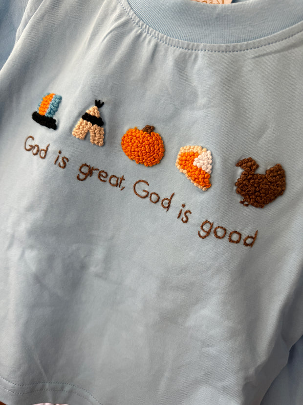 Kids God is Good French Knot Top