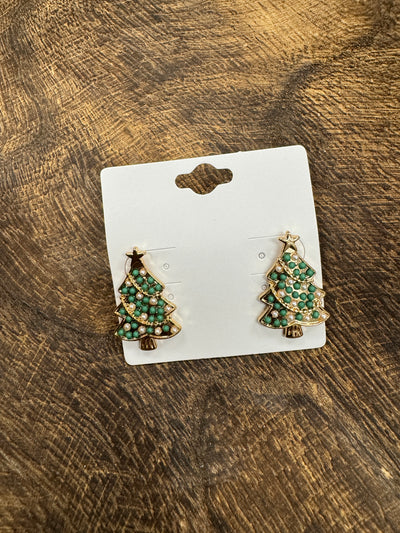 Gold Christmas Tree Beads Earrings