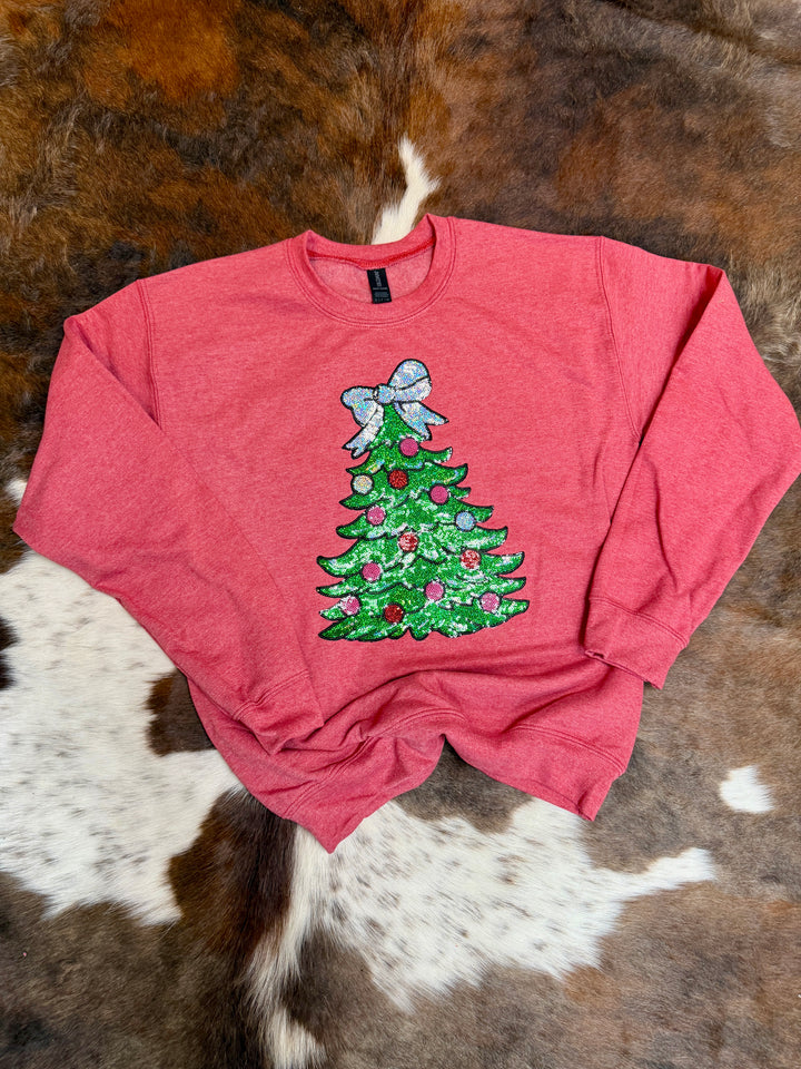 Red Tree Sequin Patch Sweatshirt
