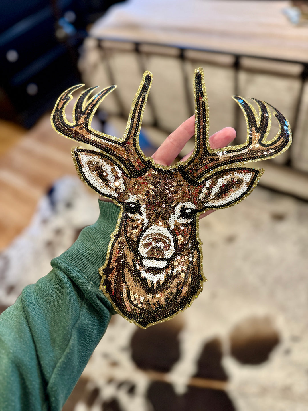 Sequin Deer Patch Custom Sweatshirt