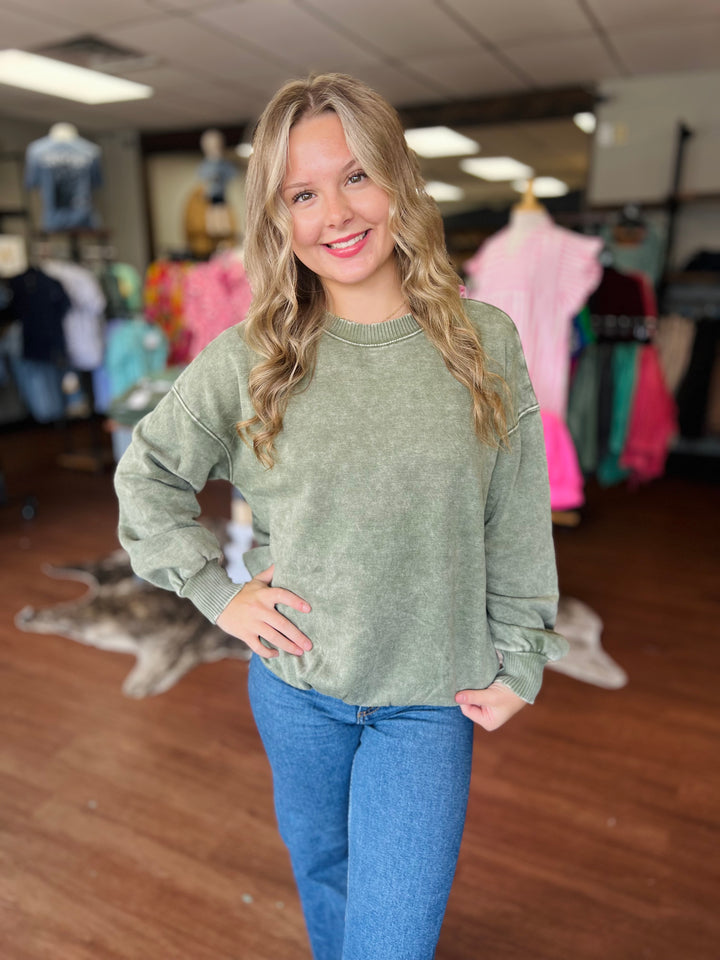 The Coziest Acid Wash Crewneck Sweatshirt