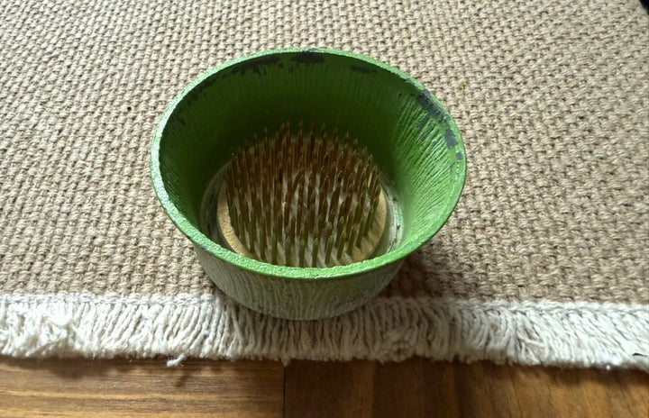 Vintage Green Flower Frog with Card