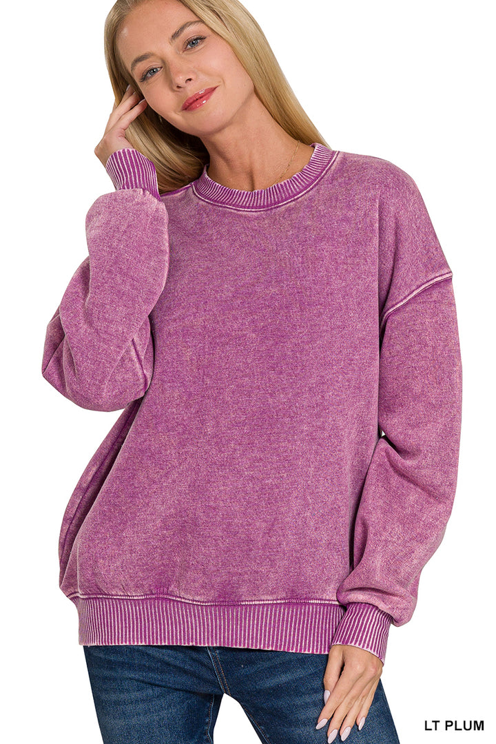 The Coziest Acid Wash Crewneck Sweatshirt
