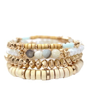 4 Row Heishi & Stone Beads Bracelet