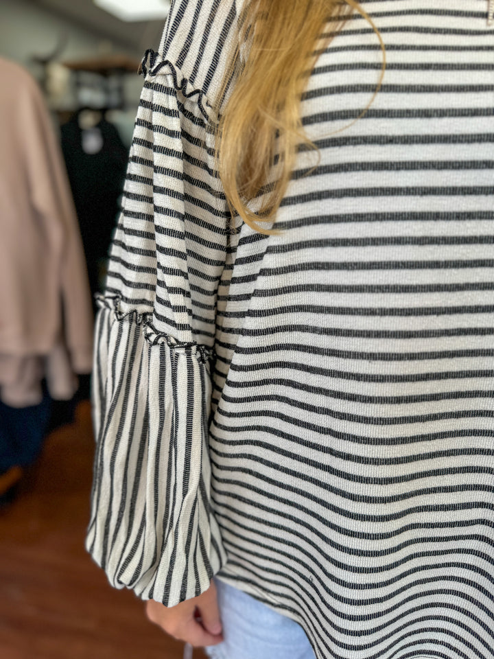 Briley Black Striped Top