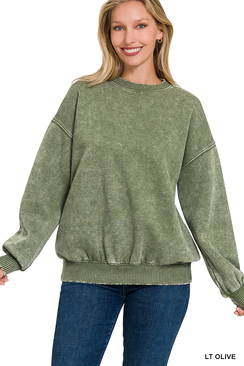The Coziest Acid Wash Crewneck Sweatshirt