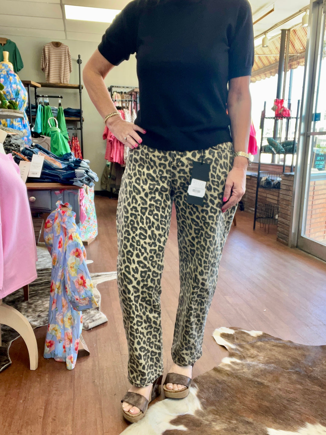 Risen Leopard Slouchy Ankle Barrel Pants