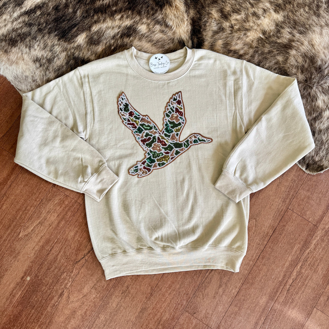 Sequin Duck Patch Custom Sweatshirt