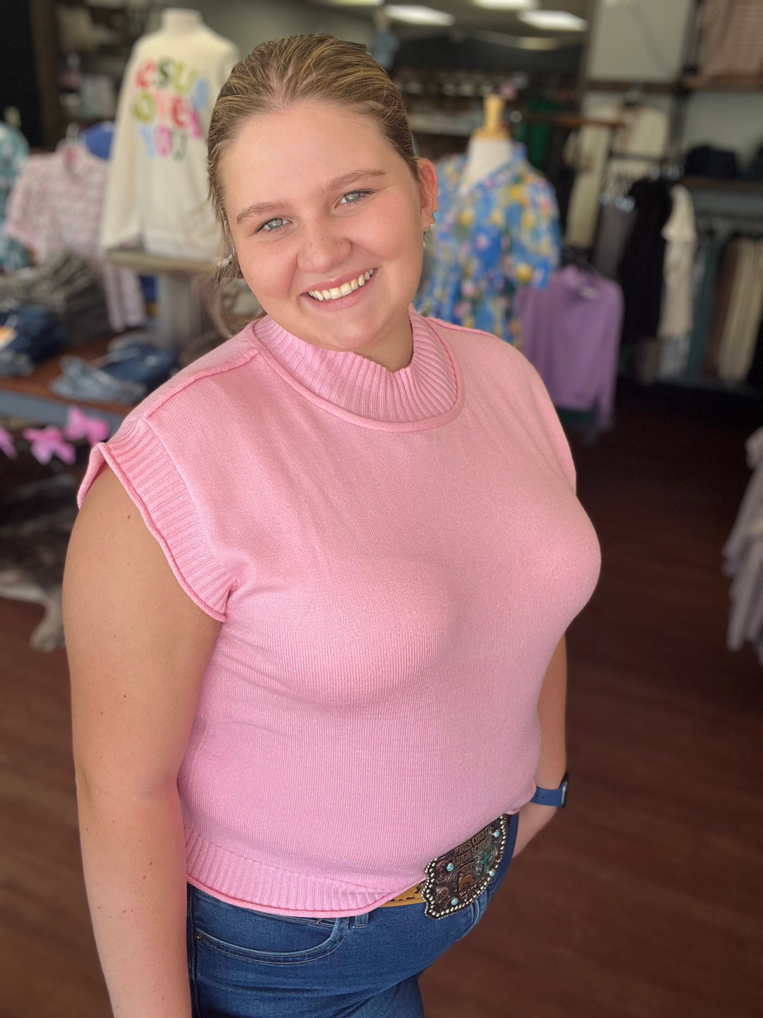 Sleeveless Ribbed Knit Sweater Top