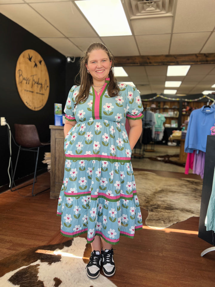 Brynlee Blue Floral Dress