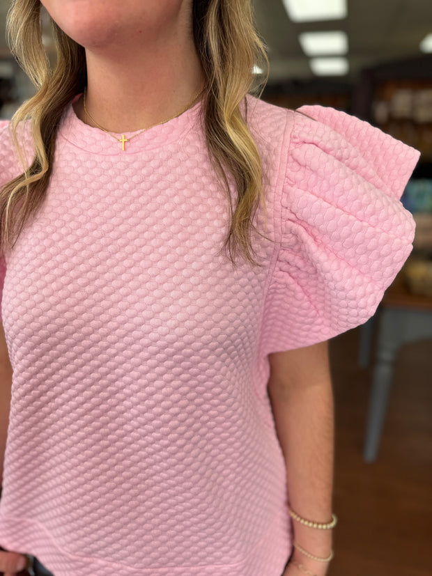 Emily Textured Top in Pink