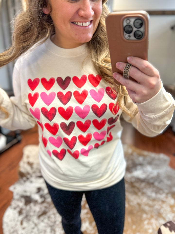 Watercolor Hearts LS Tee