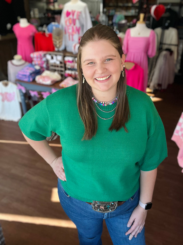 Short Sleeve Relaxed Sweater Top