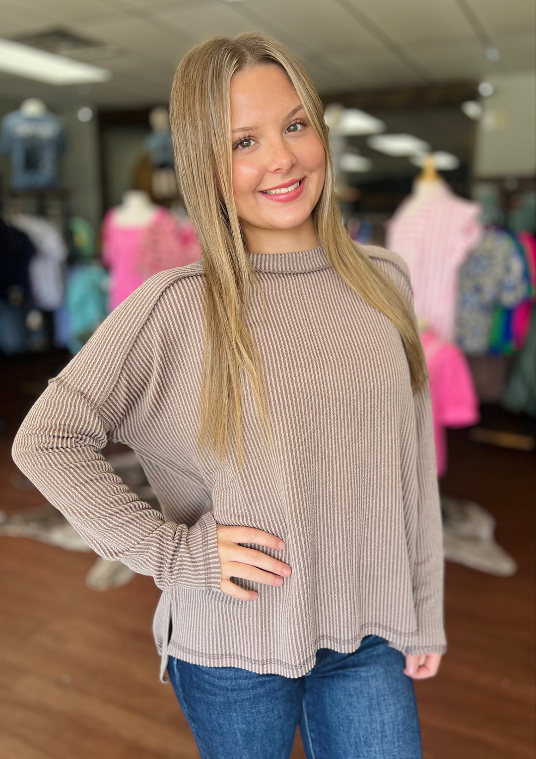 Carrie Ribbed Long Sleeve Top