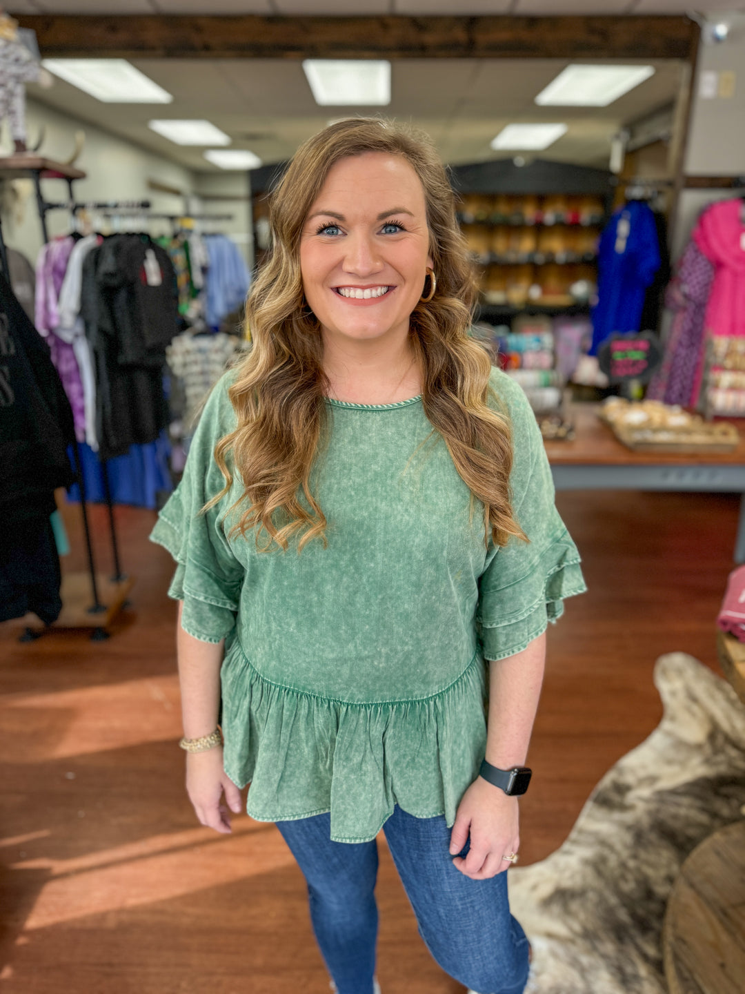 Mineral Wash Peplum Top