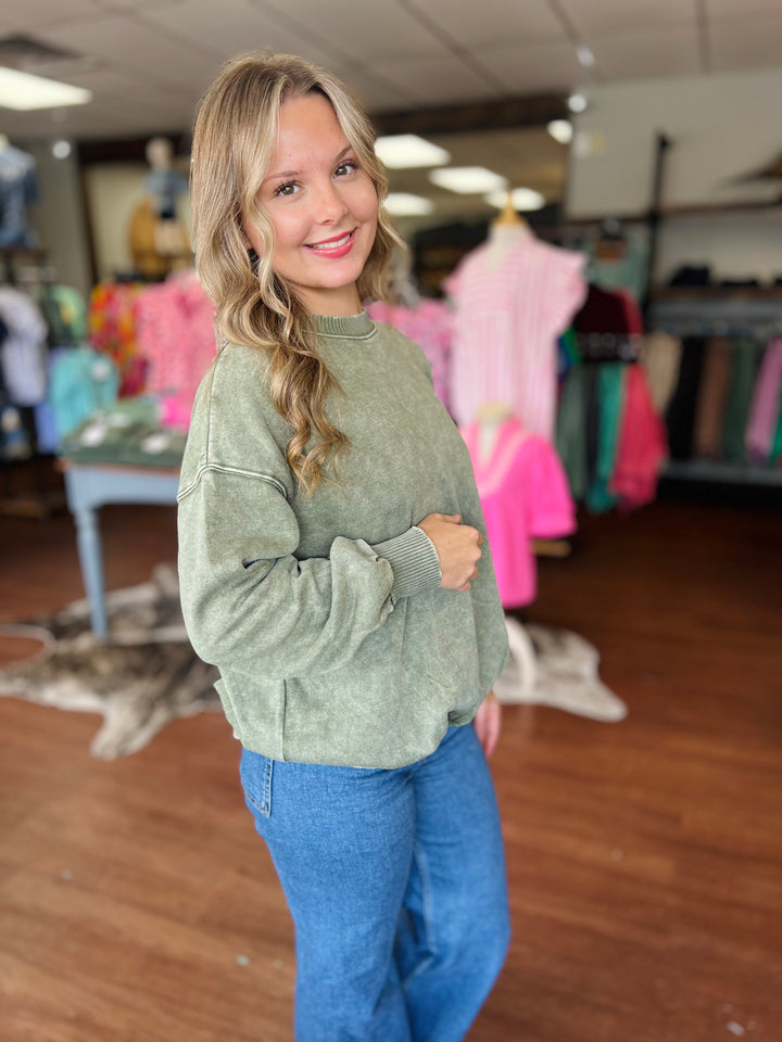 The Coziest Acid Wash Crewneck Sweatshirt