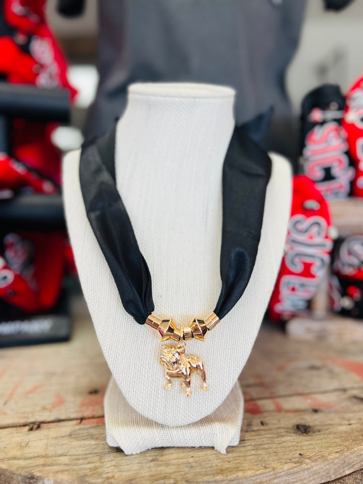 Gameday Bulldog Pendant Scarf Necklace