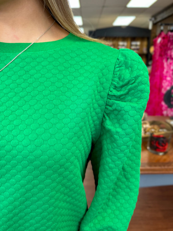 Green Puff Balloon Sleeve Top