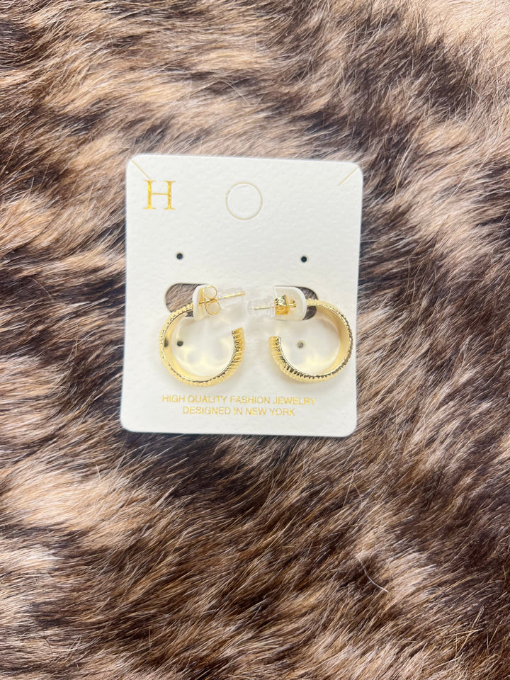 Textured Brass Hoops Gold