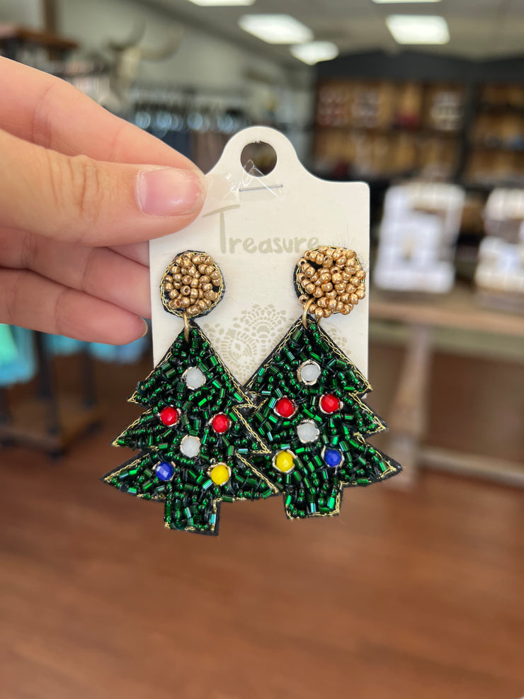 Christmas Tree Bead Earrings