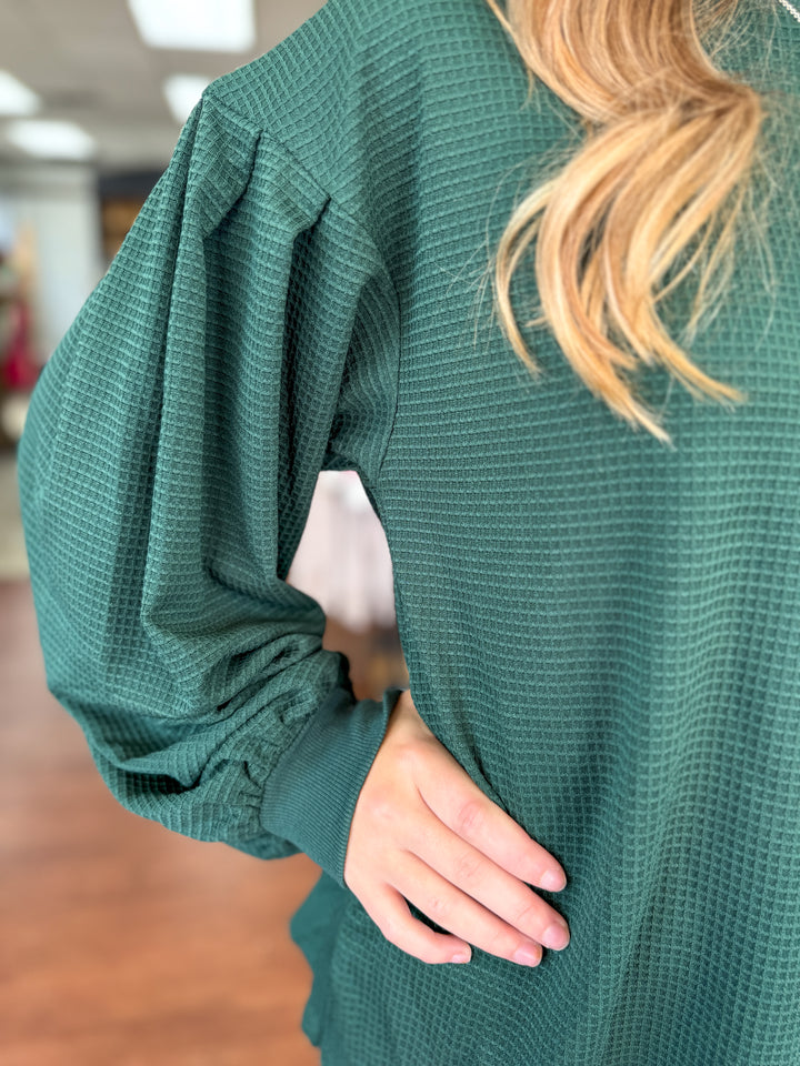 Hunter Green Textured Waffle Top