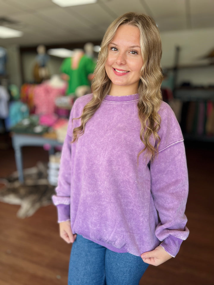 The Coziest Acid Wash Crewneck Sweatshirt