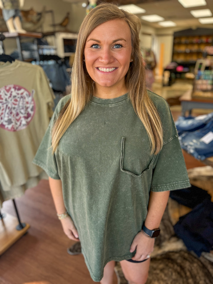 Mineral Wash Oversized Inside Out Pocket Top