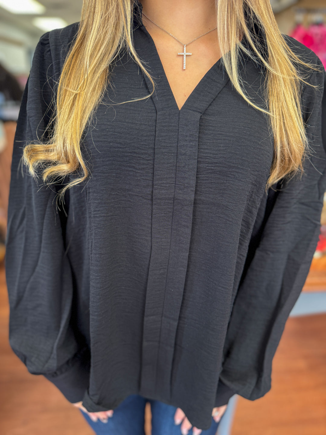 Hadley Black Collared Top