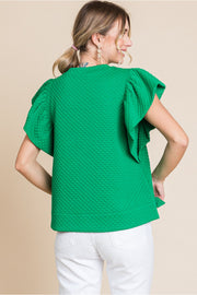 Emily Textured Top in Kelly Green