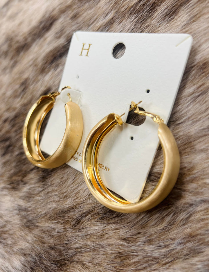 Brass Hoops - Matte Gold
