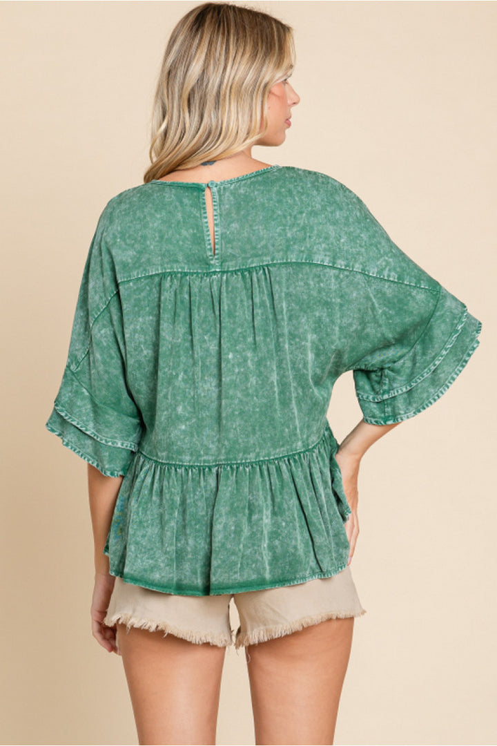 Mineral Wash Peplum Top