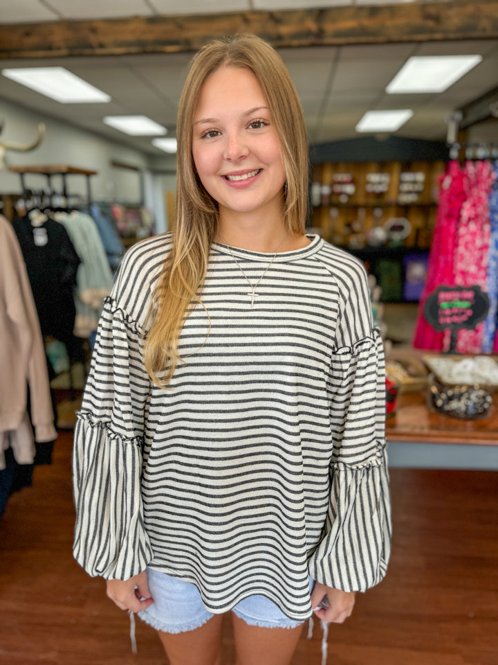 Briley Black Striped Top