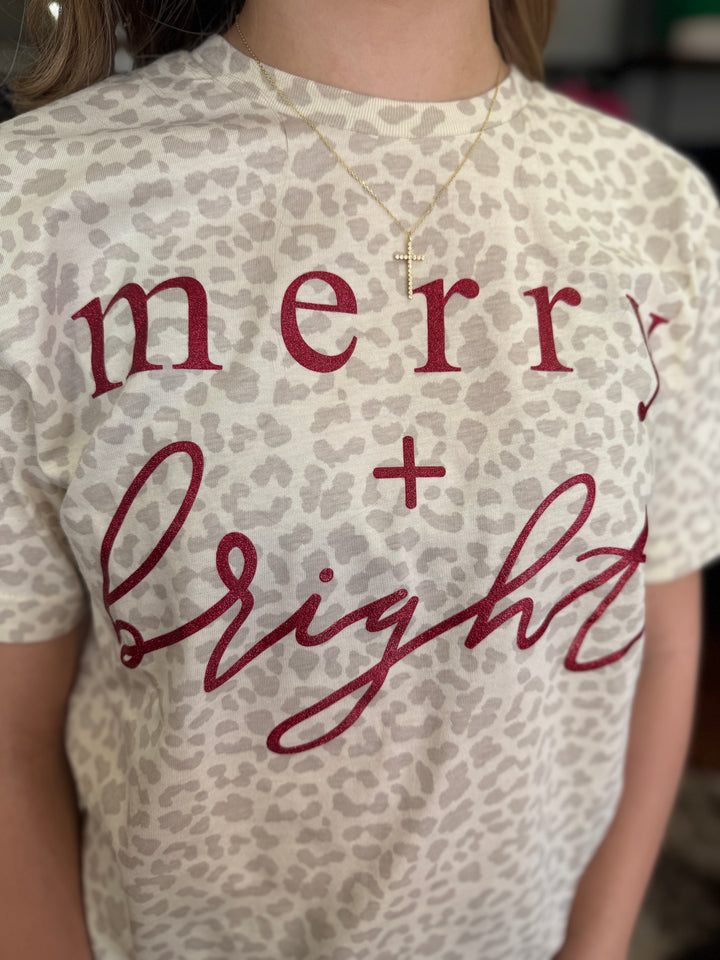 Glitter Merry & Bright Leopard Tee