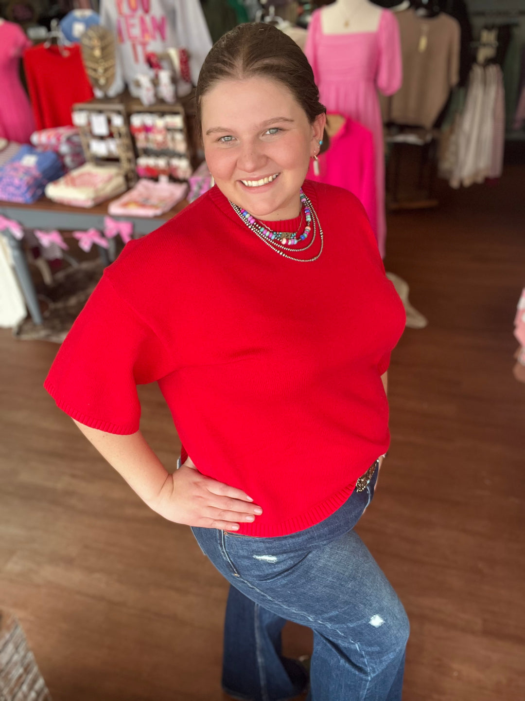 Short Sleeve Relaxed Sweater Top