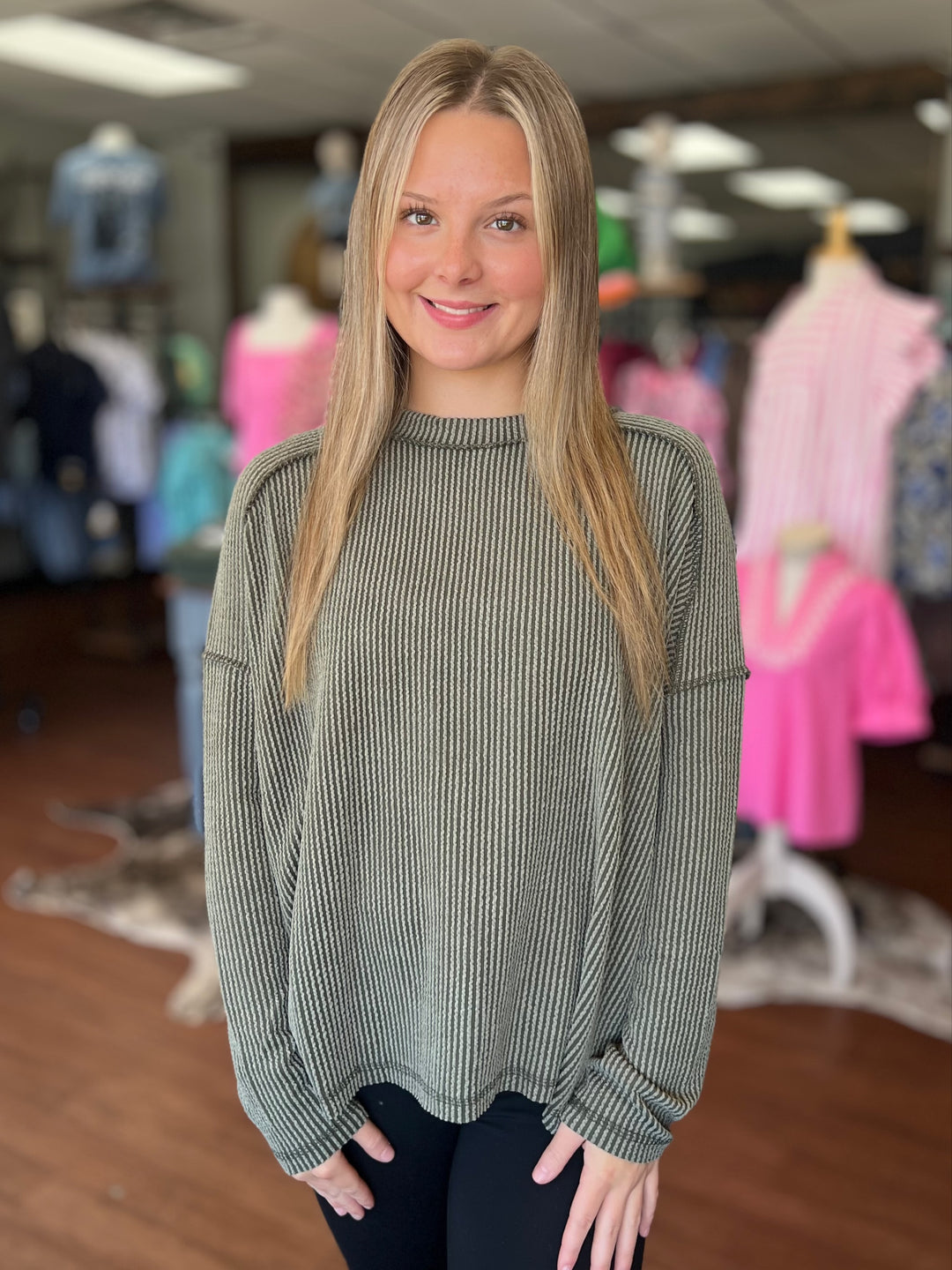 Carrie Ribbed Long Sleeve Top