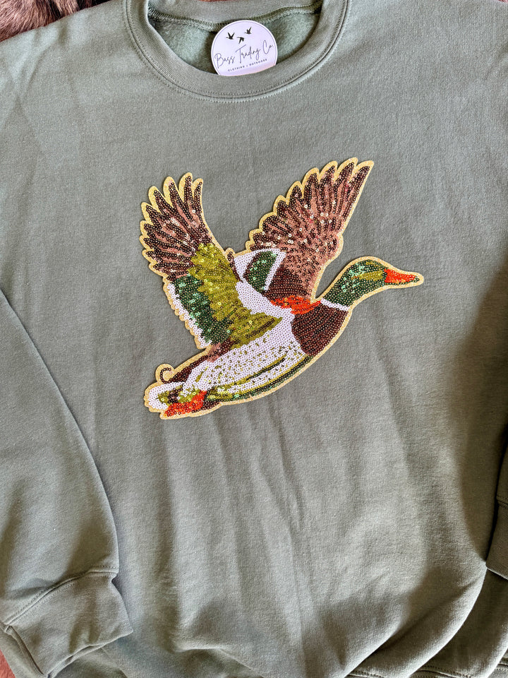 Sequin Duck Patch Custom Sweatshirt