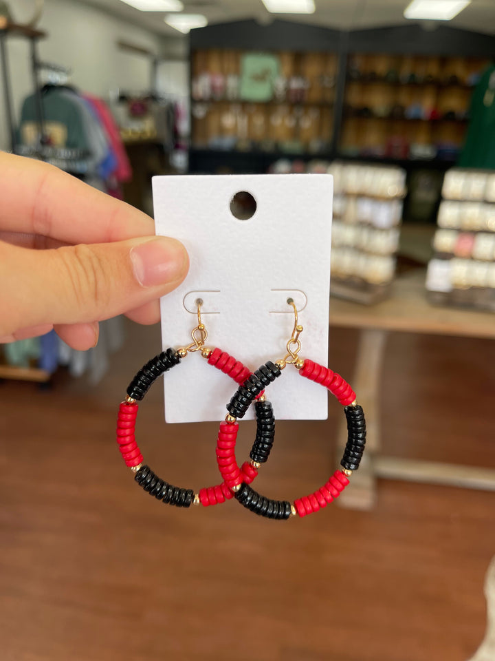 College Color Bead Circle Earrings