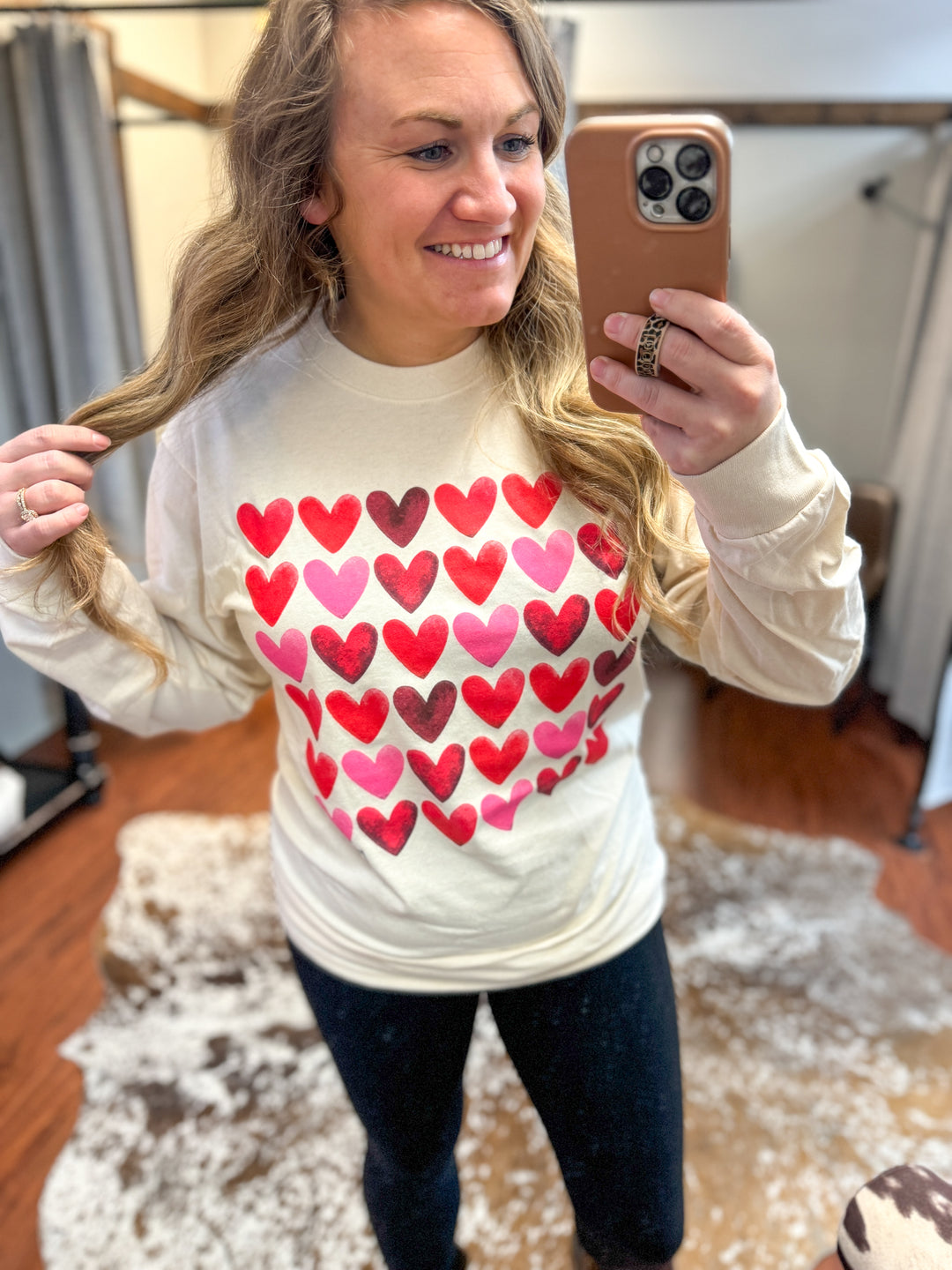 Watercolor Hearts LS Tee