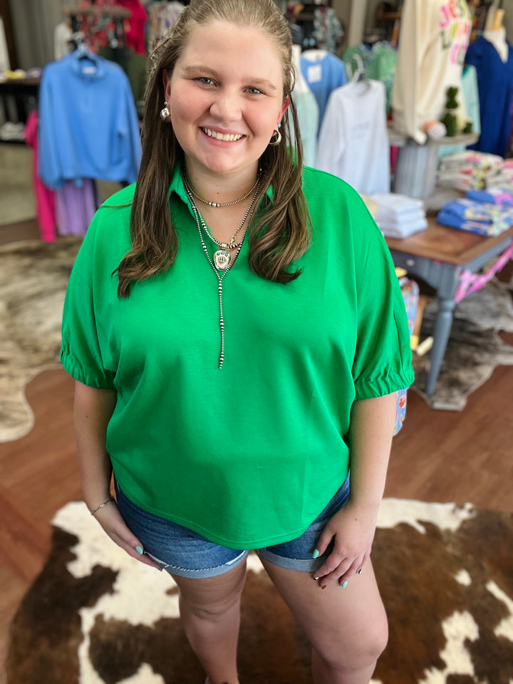 Emma Collared V-neck Top