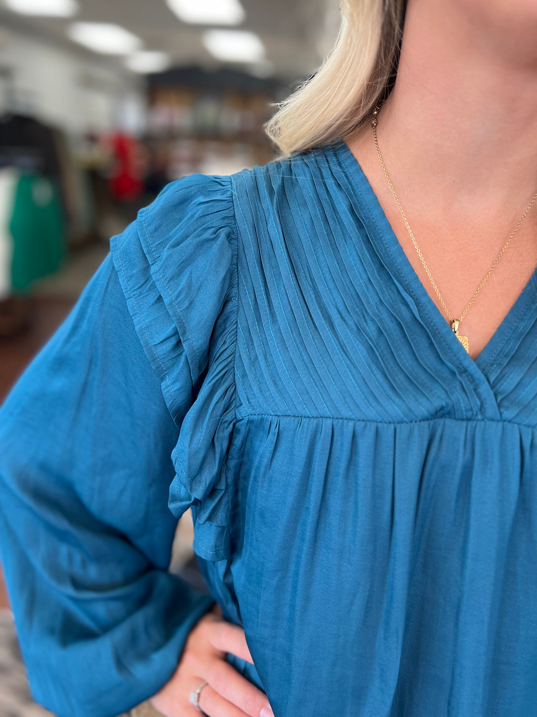 Silky Ruffle Shoulder Top