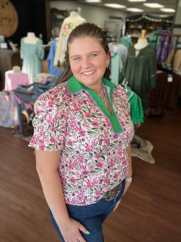 Ella Pink Floral Top