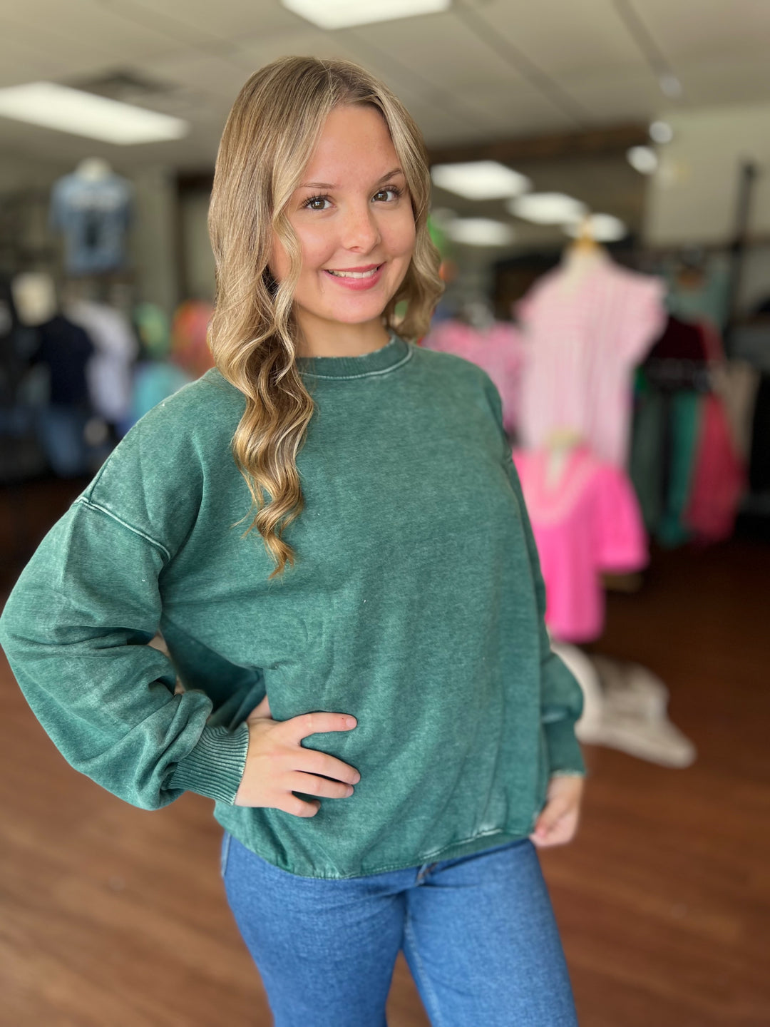 The Coziest Acid Wash Crewneck Sweatshirt