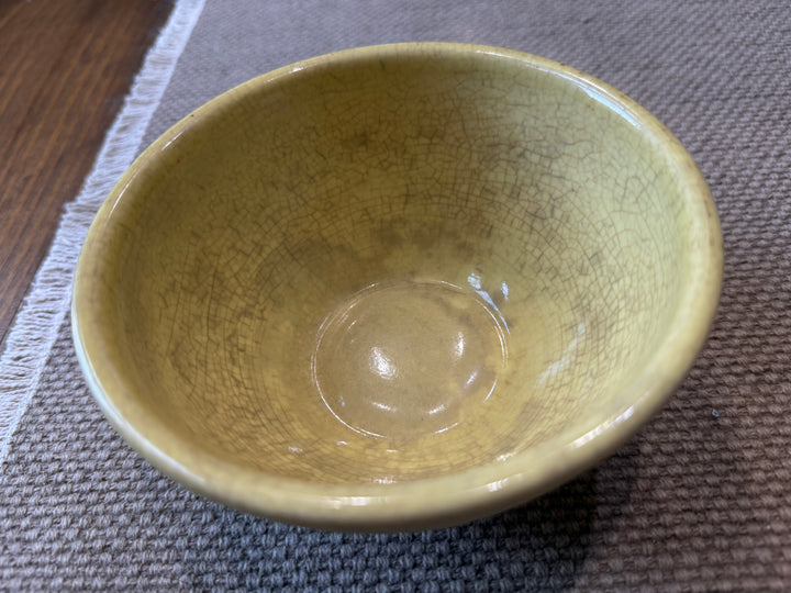 Vintage Yellowware Swirl Patterned Mixing Bowl