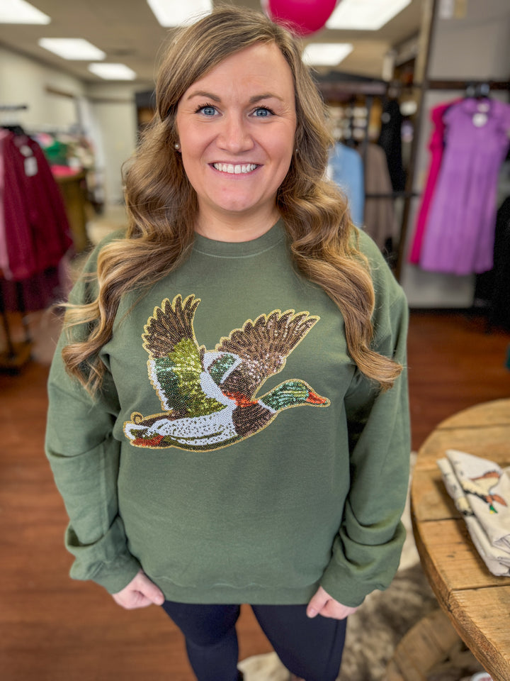 Sequin Duck Patch Custom Sweatshirt