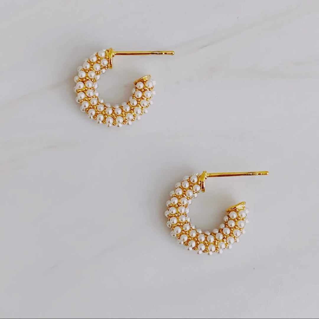 Mini Pearl Mini Hoops Earrings