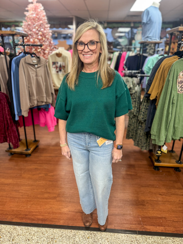 Risen High Rise Crop Wide Leg Jeans