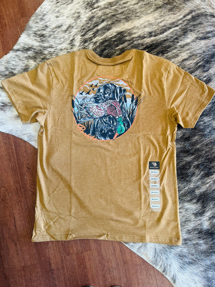 Burlebo Adult SS Tee - Duck Dog - Light Brown