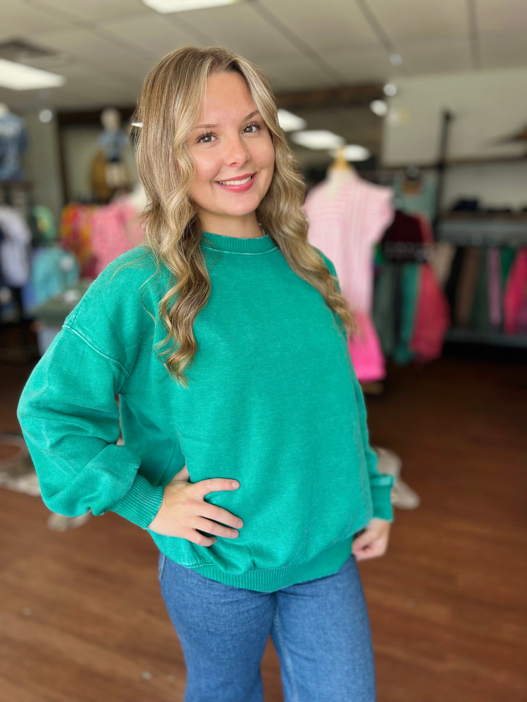 The Coziest Acid Wash Crewneck Sweatshirt