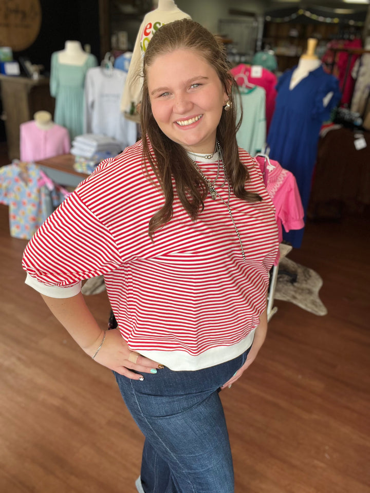 Kammie Striped 3/4 Sleeve Top